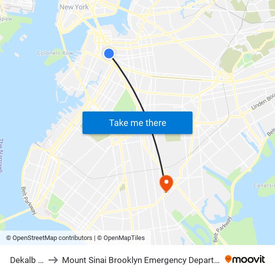 Dekalb Av to Mount Sinai Brooklyn Emergency Department map