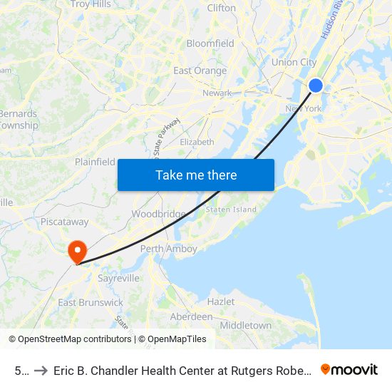 5 Av to Eric B. Chandler Health Center at Rutgers Robert Wood Johnson Medical School map