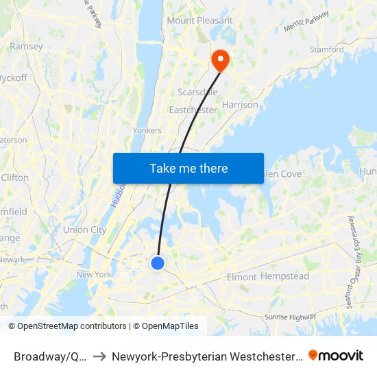 Broadway/Queens Blvd to Newyork-Presbyterian Westchester Behavioral Health Center map