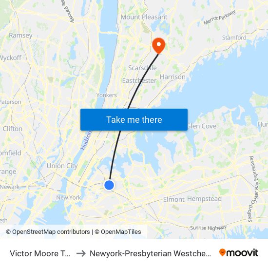 Victor Moore Term/Q49 Stand to Newyork-Presbyterian Westchester Behavioral Health Center map