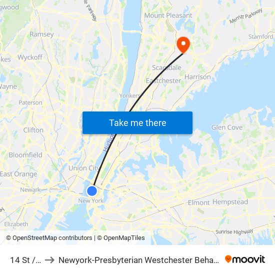 14 St / 8 Av to Newyork-Presbyterian Westchester Behavioral Health Center map