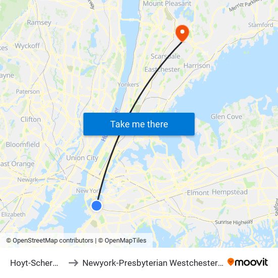 Hoyt-Schermerhorn Sts to Newyork-Presbyterian Westchester Behavioral Health Center map