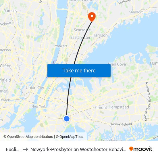 Euclid Av to Newyork-Presbyterian Westchester Behavioral Health Center map