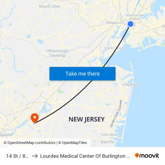 14 St / 8 Av to Lourdes Medical Center Of Burlington County map