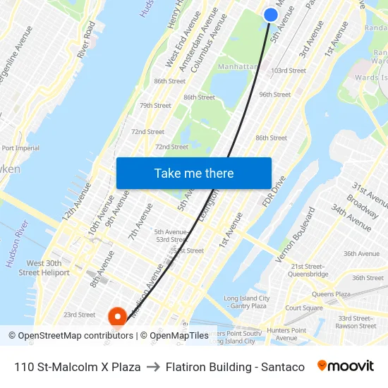 110 St-Malcolm X Plaza to Flatiron Building - Santaco map