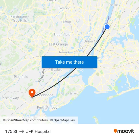 175 St to JFK Hospital map