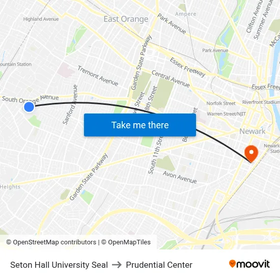 Seton Hall University Seal to Prudential Center map
