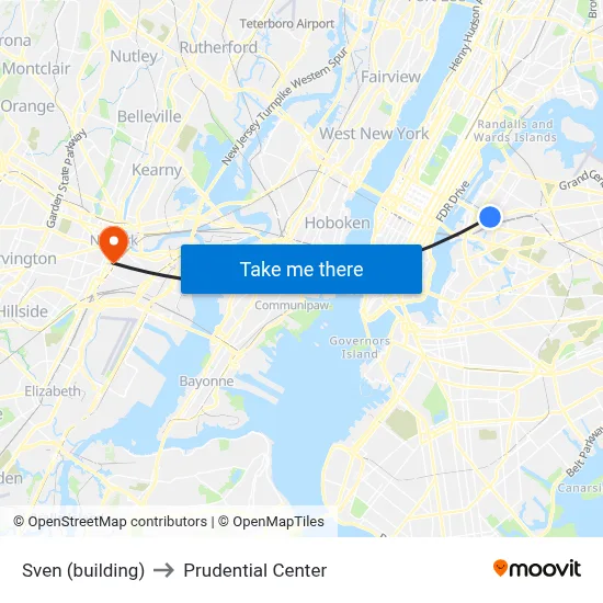 Sven (building) to Prudential Center map