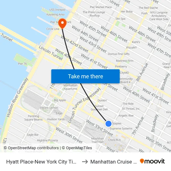 Hyatt Place-New York City Times Square to Manhattan Cruise Parking map