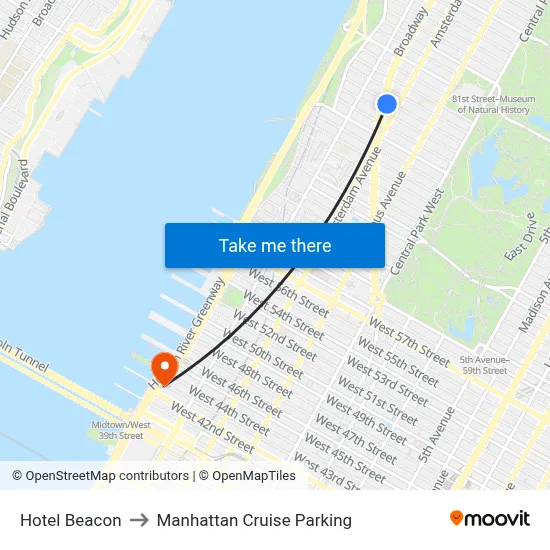 Hotel Beacon to Manhattan Cruise Parking map