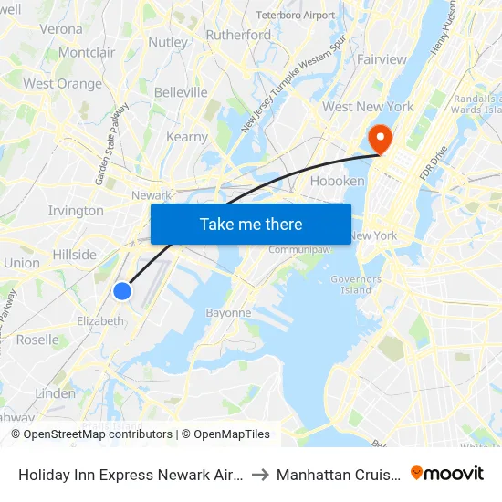 Holiday Inn Express Newark Airport - Elizabeth to Manhattan Cruise Parking map