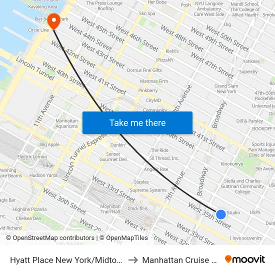 Hyatt Place New York/Midtown-South to Manhattan Cruise Parking map