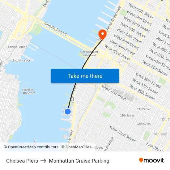Chelsea Piers to Manhattan Cruise Parking map
