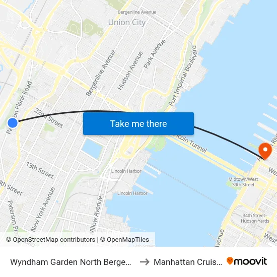 Wyndham Garden North Bergen Near Secaucus to Manhattan Cruise Parking map