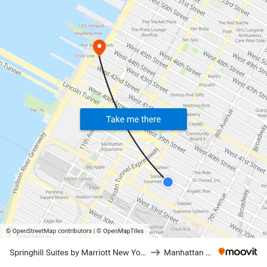 Springhill Suites by Marriott New York Manhattan/Times Square South to Manhattan Cruise Parking map