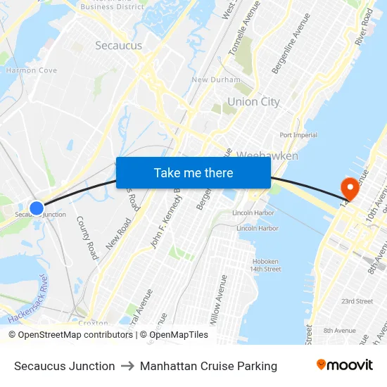 Secaucus Junction to Manhattan Cruise Parking map