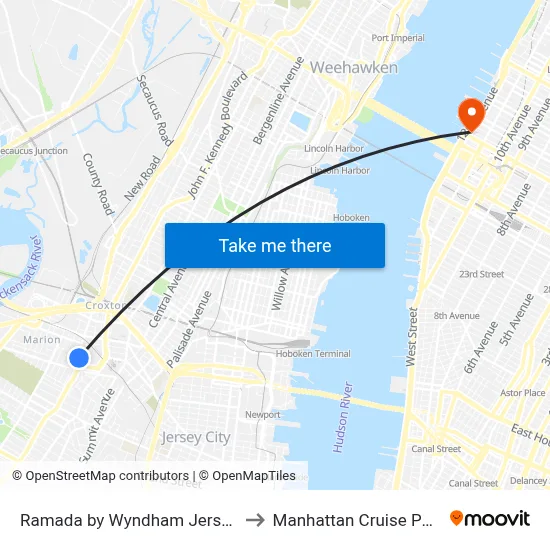 Ramada by Wyndham Jersey City to Manhattan Cruise Parking map
