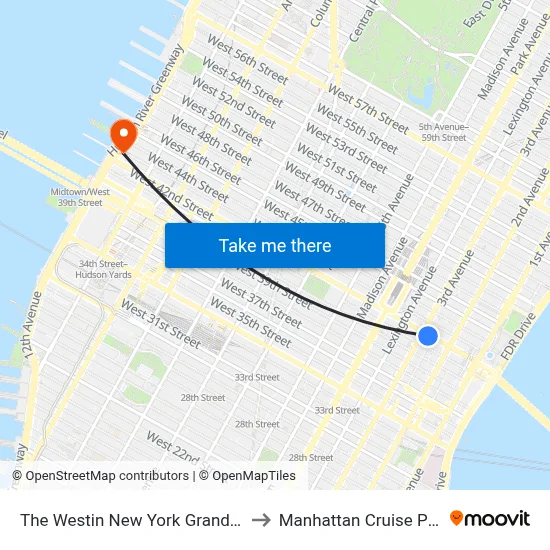 The Westin New York Grand Central to Manhattan Cruise Parking map