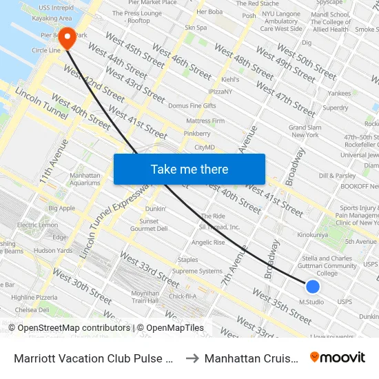 Marriott Vacation Club Pulse New York City to Manhattan Cruise Parking map