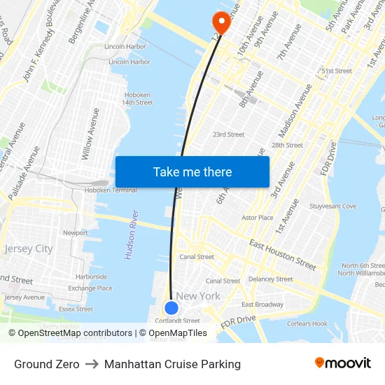 Ground Zero to Manhattan Cruise Parking map