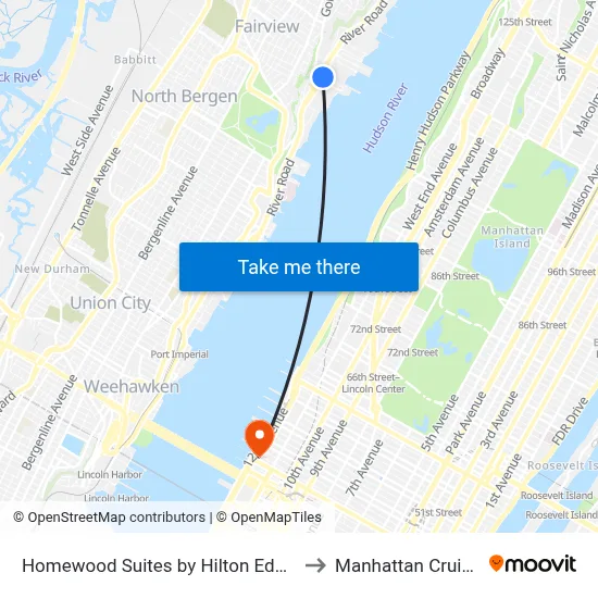 Homewood Suites by Hilton Edgewater NYC Area to Manhattan Cruise Parking map