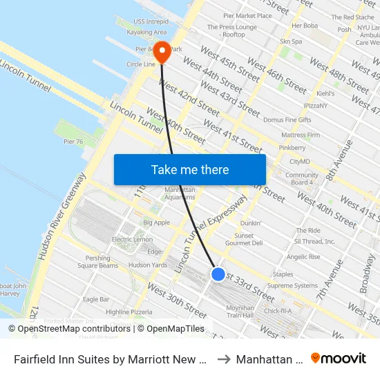 Fairfield Inn Suites by Marriott New York Midtown Manhattan Penn Station to Manhattan Cruise Parking map