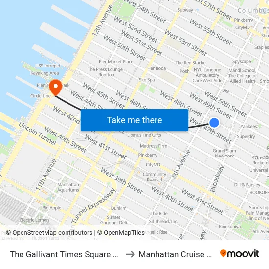 The Gallivant Times Square New York to Manhattan Cruise Parking map