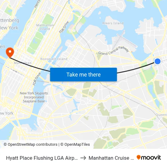 Hyatt Place Flushing LGA Airport Queens to Manhattan Cruise Parking map