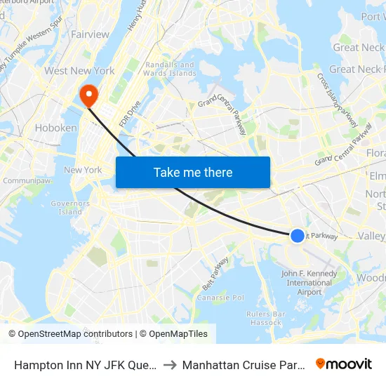 Hampton Inn NY JFK Queens to Manhattan Cruise Parking map