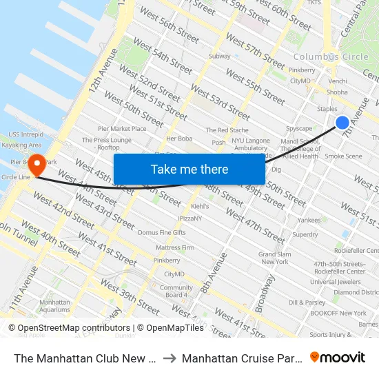 The Manhattan Club New York to Manhattan Cruise Parking map