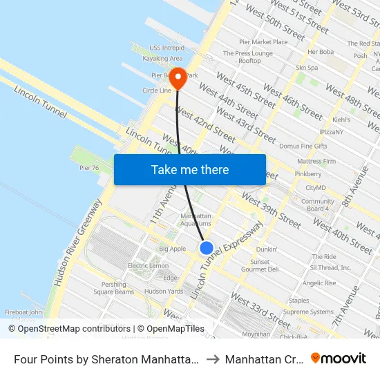 Four Points by Sheraton Manhattan Midtown West New York to Manhattan Cruise Parking map
