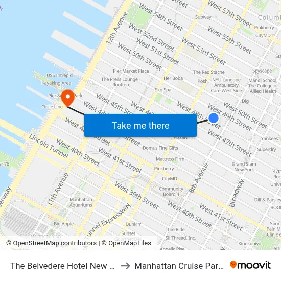 The Belvedere Hotel New York to Manhattan Cruise Parking map