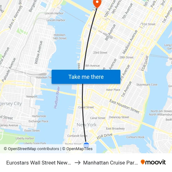Eurostars Wall Street New York to Manhattan Cruise Parking map