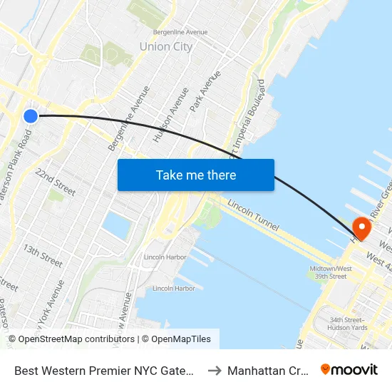 Best Western Premier NYC Gateway Hotel North Bergen to Manhattan Cruise Parking map