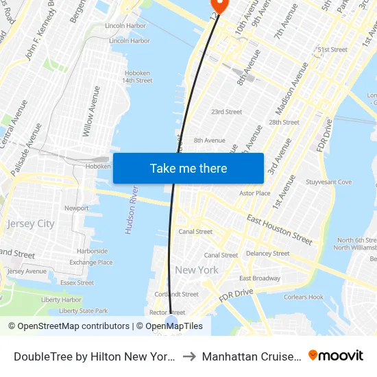 DoubleTree by Hilton New York Downtown to Manhattan Cruise Parking map