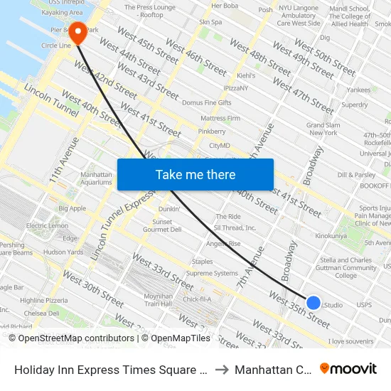 Holiday Inn Express Times Square South an IHG Hotel New York to Manhattan Cruise Parking map