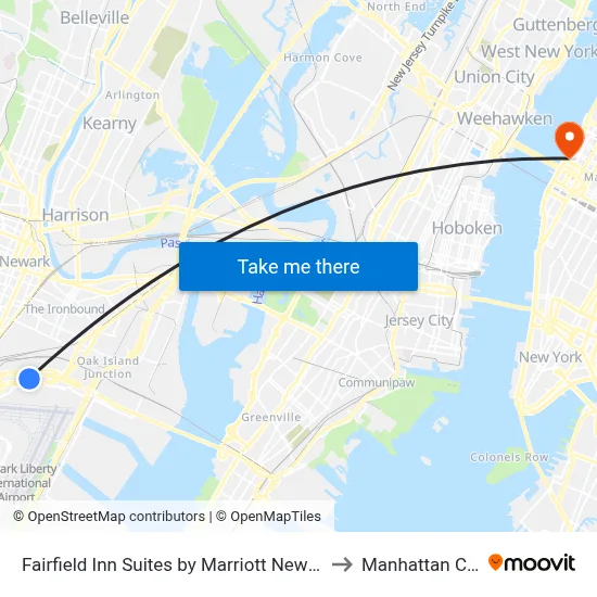 Fairfield Inn Suites by Marriott Newark Liberty International Airport to Manhattan Cruise Parking map