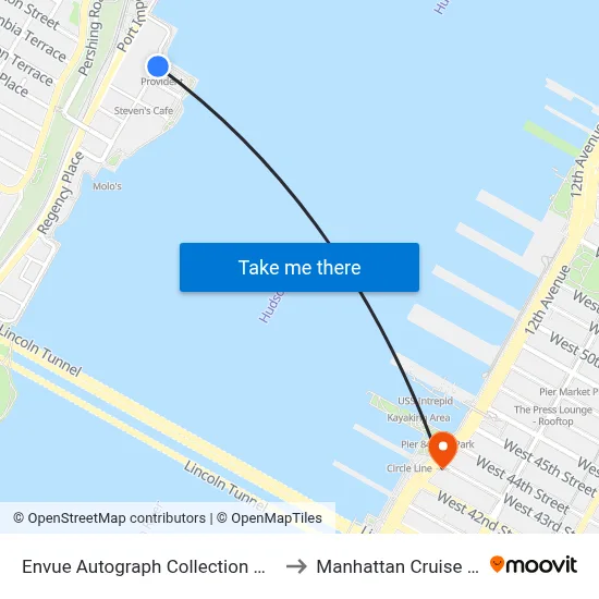 Envue Autograph Collection Weehawken to Manhattan Cruise Parking map
