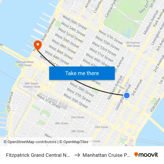 Fitzpatrick Grand Central New York to Manhattan Cruise Parking map