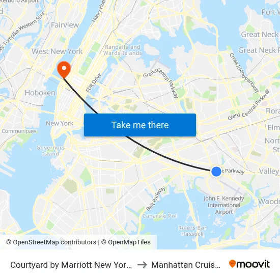Courtyard by Marriott New York JFK Airport to Manhattan Cruise Parking map