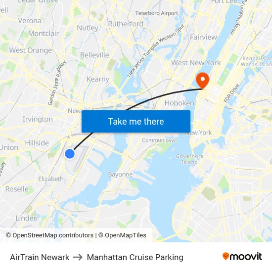 AirTrain Newark to Manhattan Cruise Parking map