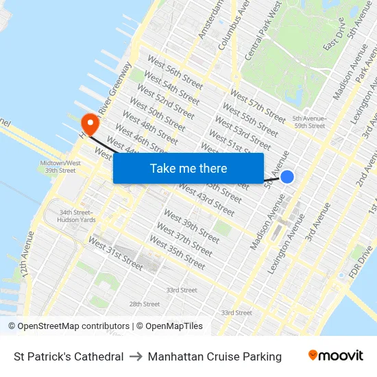 St Patrick's Cathedral to Manhattan Cruise Parking map