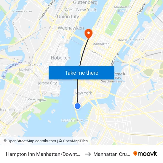 Hampton Inn Manhattan/Downtown-Financial District to Manhattan Cruise Parking map