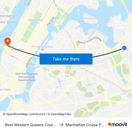 Best Western Queens Court Hotel to Manhattan Cruise Parking map