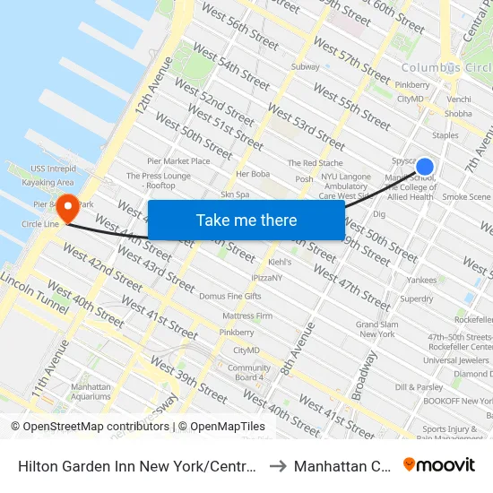 Hilton Garden Inn New York/Central Park South-Midtown West to Manhattan Cruise Parking map