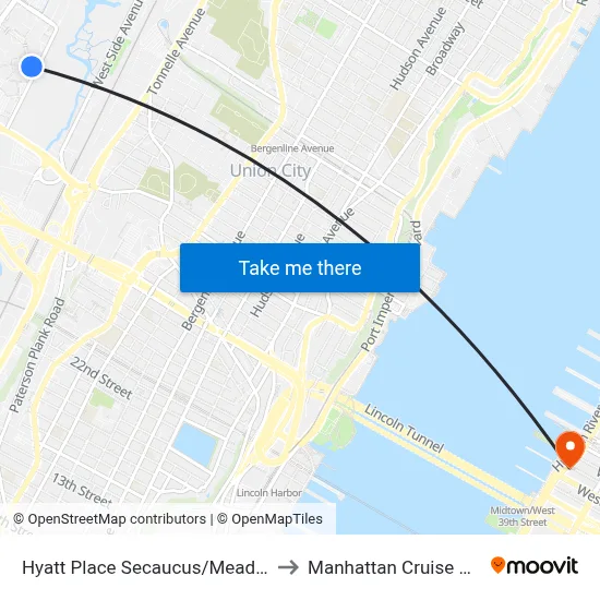 Hyatt Place Secaucus/Meadowlands to Manhattan Cruise Parking map