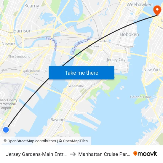 Jersey Gardens-Main Entrance to Manhattan Cruise Parking map