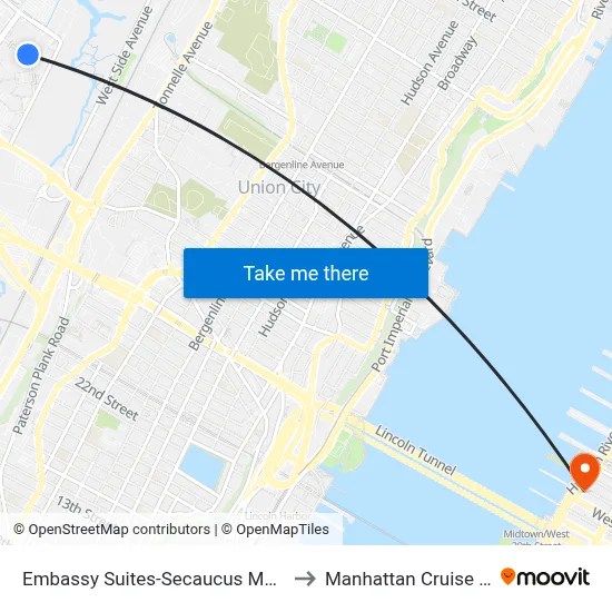 Embassy Suites-Secaucus Meadowlands to Manhattan Cruise Parking map