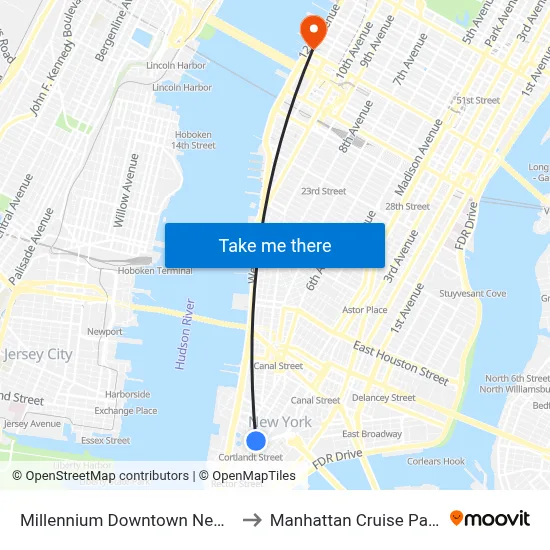 Millennium Downtown New York to Manhattan Cruise Parking map