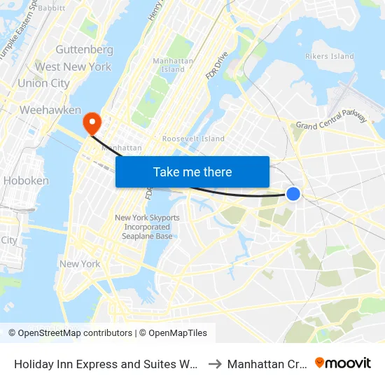 Holiday Inn Express and Suites Woodside LaGuardia Airport to Manhattan Cruise Parking map